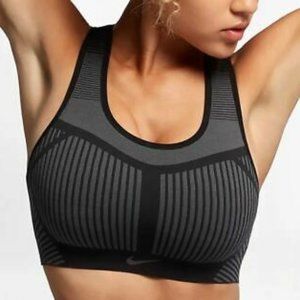 Nike Fe/Nom Flyknit Sports Bra Black Gray Size L
